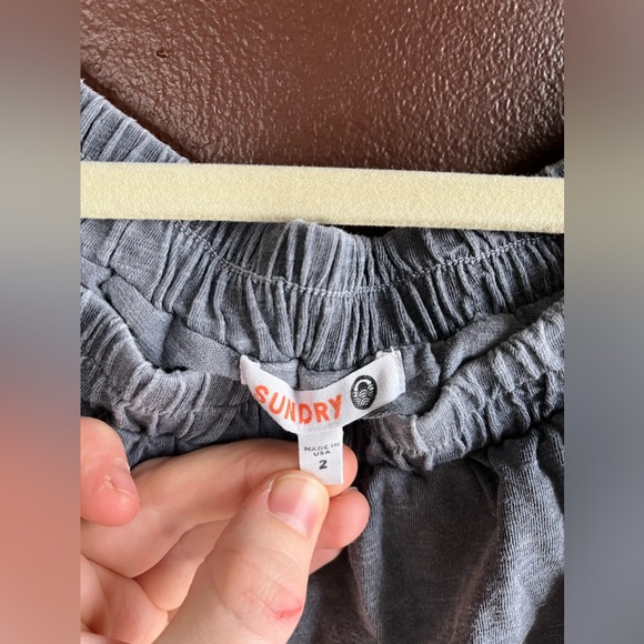 Sundry Gray Ruffle Elastic Mini Dress Cotton Size 2 small - Picture 3 of 8